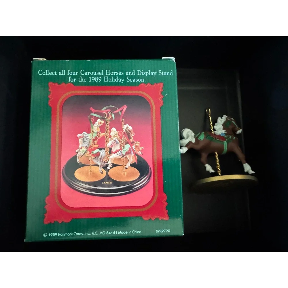 1989 Hallmark Keepsake Star Carousel Horse Christmas Ornament 3rd in Series Box